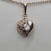 Золотой кулон сердце медальон с фианитами 585 проба, 1,52 гр., фото 3