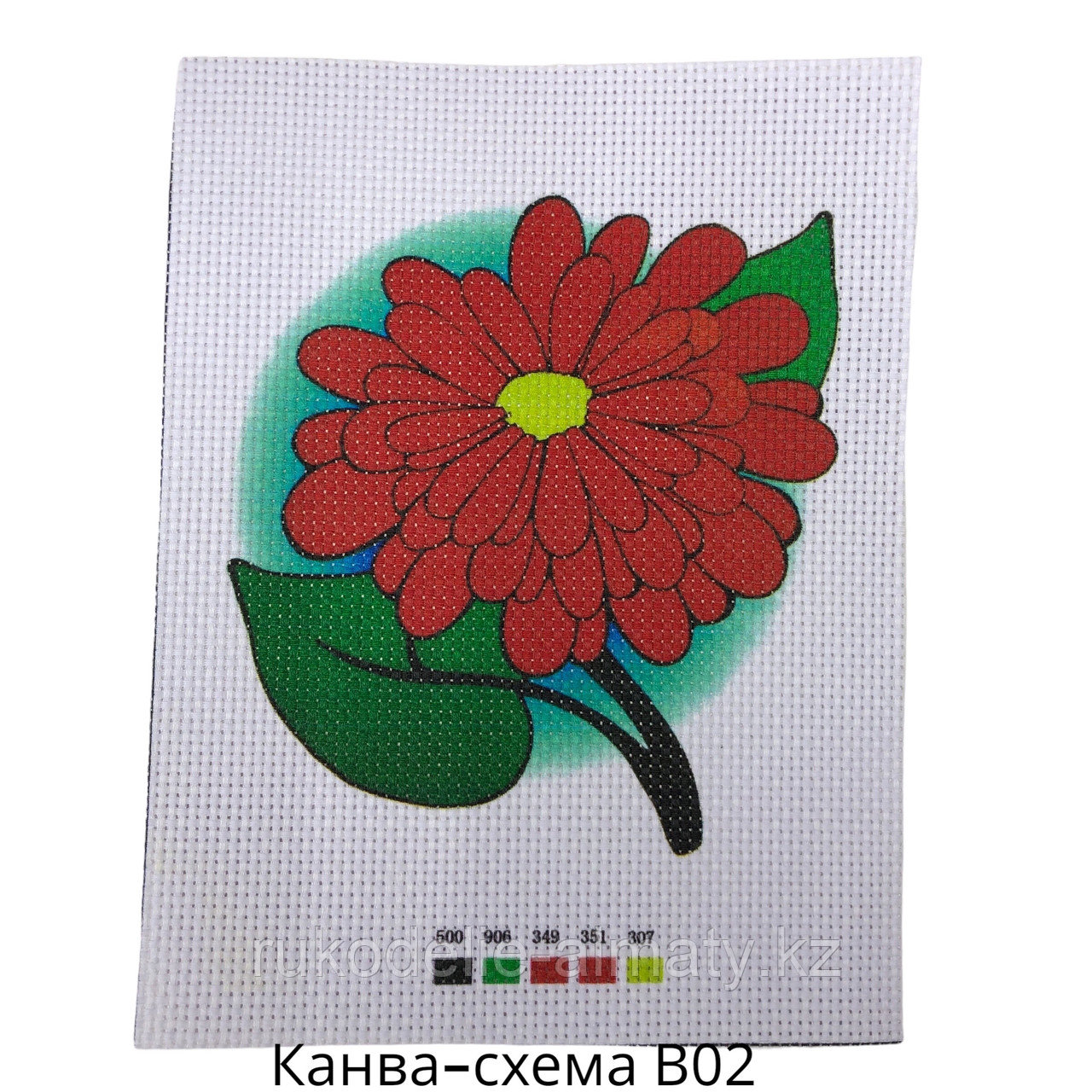 Канва-схема для вышивки красный цветок