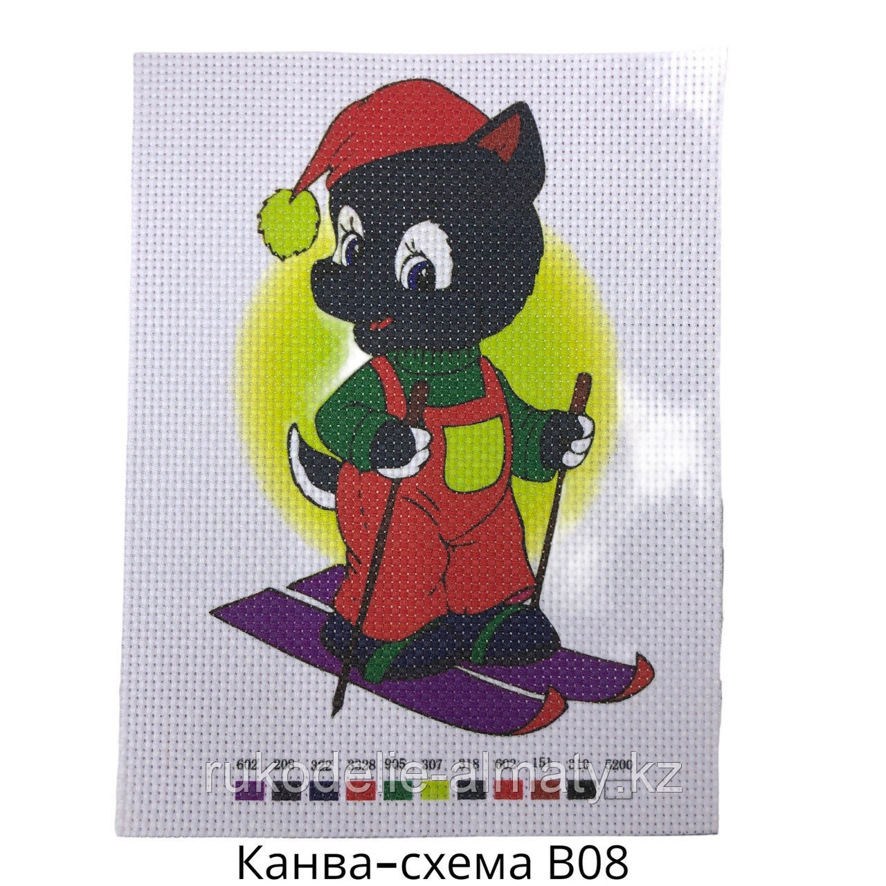 Канва-схема для вышивки лыжник