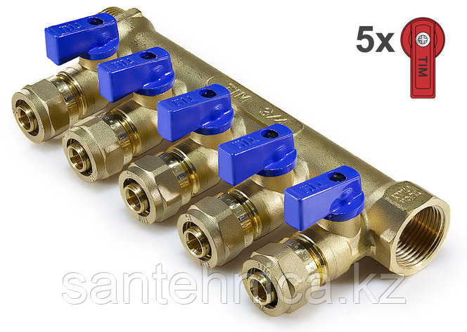 Жинақтағыш/Коллектор TIM 3/4"*16-5 выходов с шар. кранами (1/7), фото 1