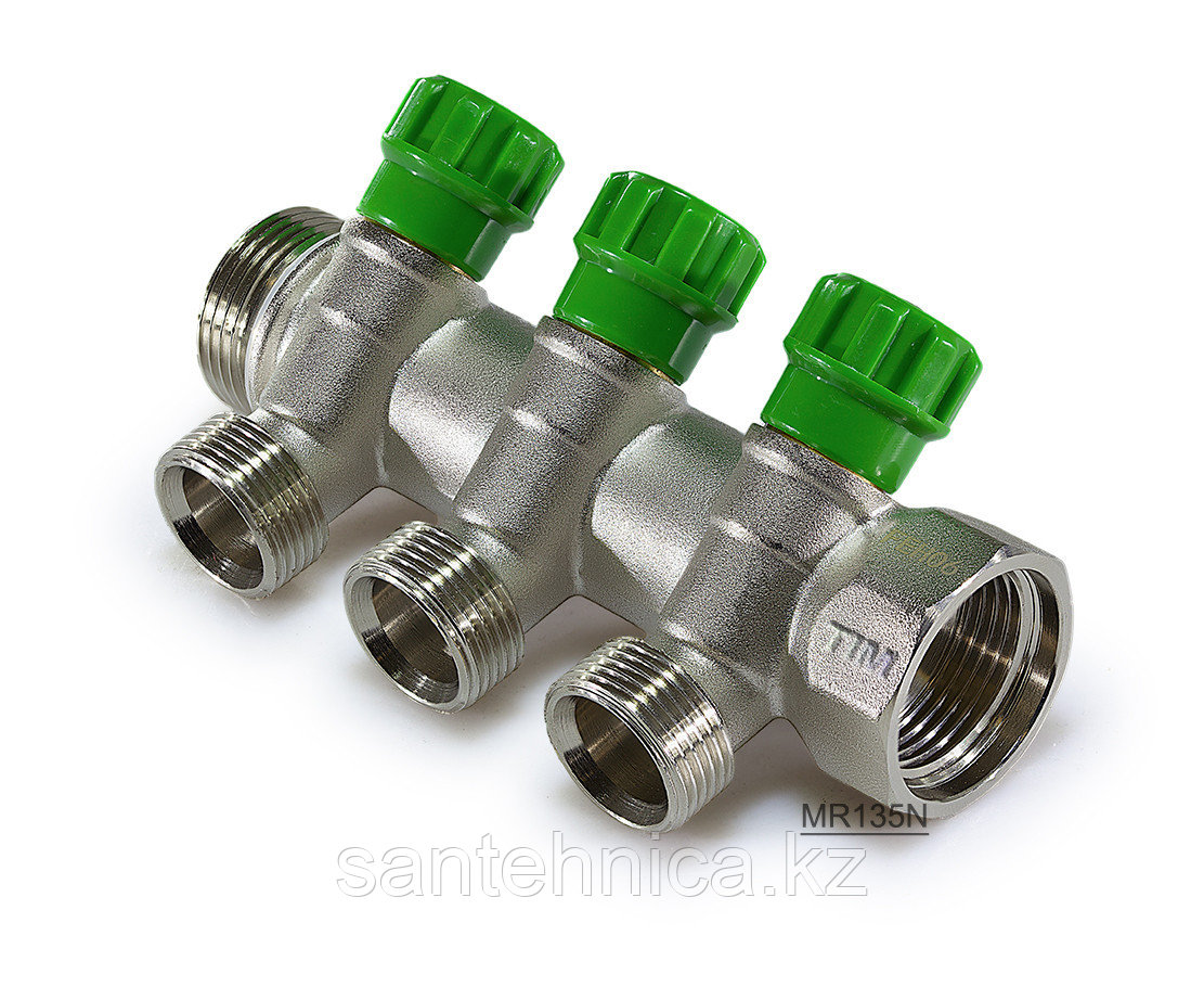 Коллектор TIM 3/4"*1/2"-3 выхода с вентилями - фото 1 - id-p75582459