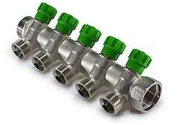 Жинақтағыш/Коллектор TIM 1"*3/4"-5 выхода с вентилями (3/12)