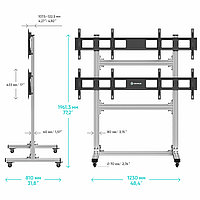 ONKRON напольный мобильный стенд для видеостен 2х2 4 x 40 - 55" FSPRO2L-22 серебристый