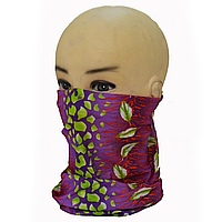 Бандана (бафф) Multi Scarf с листьями фиолетовая