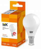 LLE-G45-5-230-30-E14 IEK Лампа светодиодная G45 шар 5Вт 230В 3000К E14 IEK