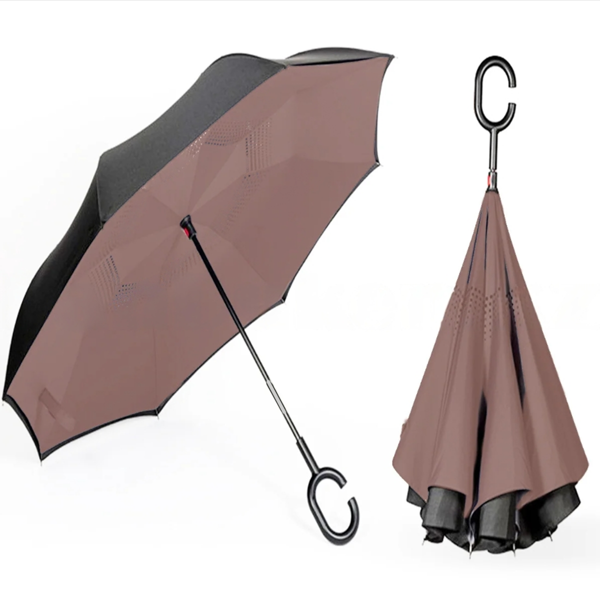 Зонт наоборот перевертыш механический коричневый
