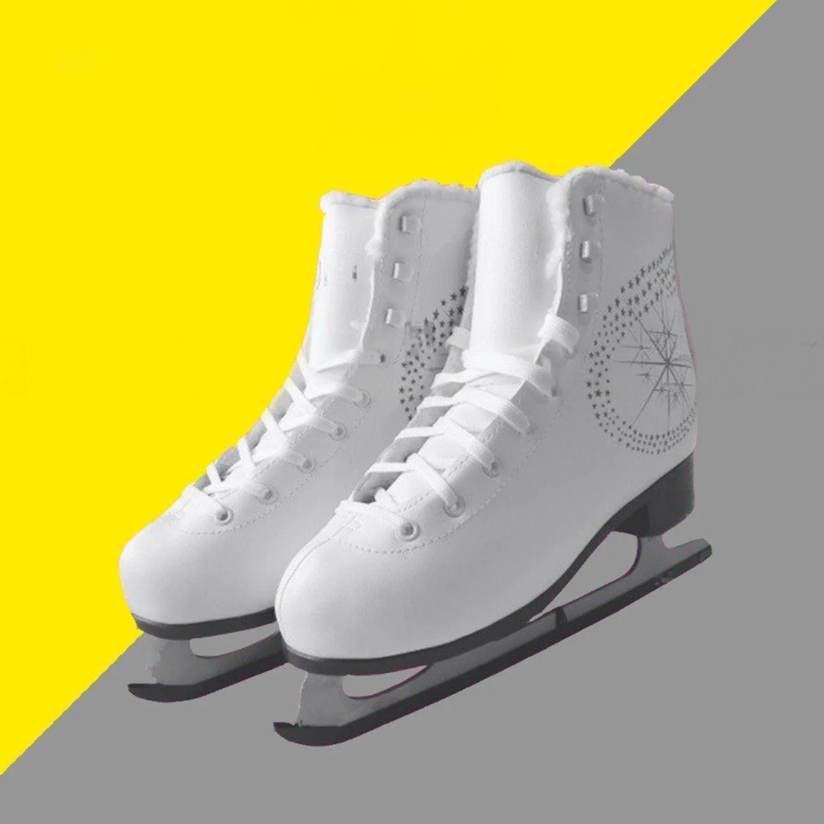 Фигурные коньки с мехом размер 33