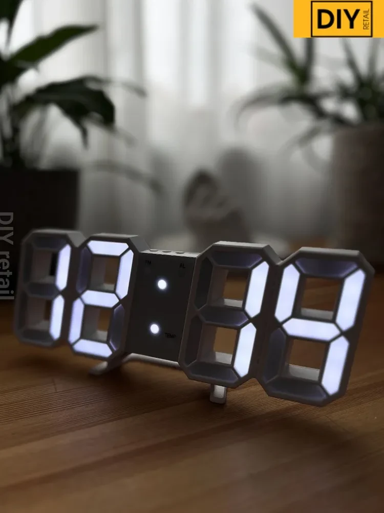 Часы-будильник электронные настольные с календарем и термометром белые - фото 4 - id-p110333114