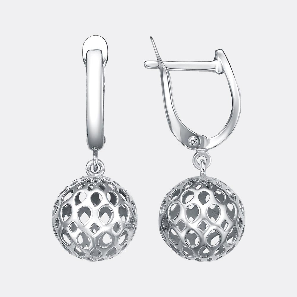 Серьги из серебра с фианитами Красная Пресня 33013394Пл , с английским замком, фото 1