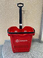 ПЛАСТИКОВАЯ ПОКУПАТЕЛЬСКАЯ КОРЗИНА GRESTI 52 Л С РУЧКОЙ НА КОЛЁСАХ
