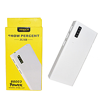 DEMACO Power Bank DMK-A43 20000 МАч портативті зарядтағыш, жарықдиодты шамы бар, ақ