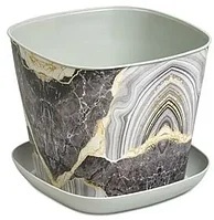 Горшок-кашпо Мрамор 1,3л с поддоном 381131