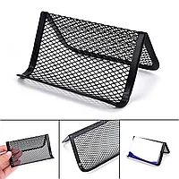 Подставка для визиток, визитница металлическая сетчатая чёрная 8х10.5х4.5 см