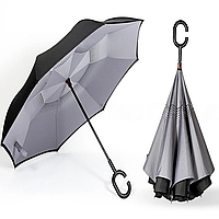 Зонт наоборот перевертыш механический серый