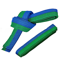Пояс для кимоно двухцветный 260 см сине-зеленый