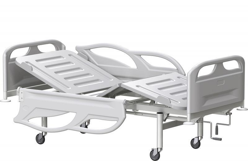 Кровать медицинская функциональная трехсекционная с винтовой регулировкой, на колесах, спинки и ложе-пластик - фото 1 - id-p110373245