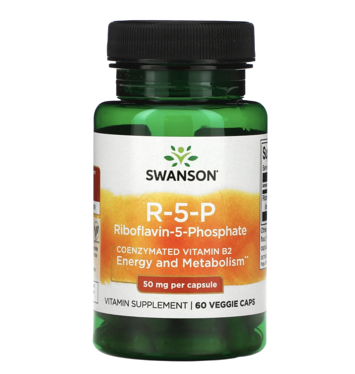Swanson R5P рибофлавин 5 фосфат, 50мг, 60 растительных капсул - фото 1 - id-p110380715