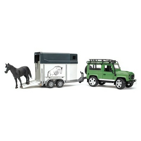 Bruder Игрушечный Внедорожник Land Rover Defender с прицепом-коневозкой и лошадью (Брудер) - фото 2 - id-p73867016