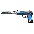 Деревянный пистолет Standoff Резинкострел USP с глушителем, 2 years blue, фото 2