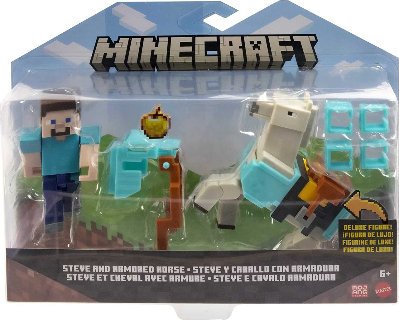 Minecraft Фигурка Майнкрафт Стив и белая лошадь в броне с аксессуарами, 8 см - фото 2 - id-p109313591