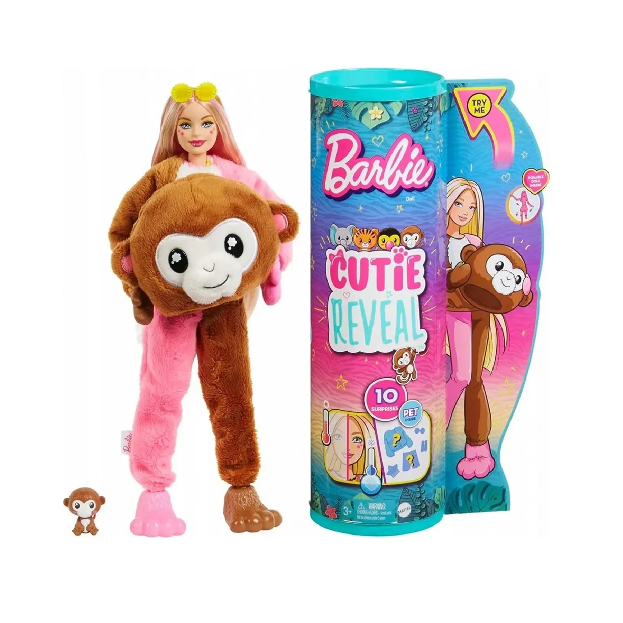 Barbie Друзья из джунглей Милашка-проявляшка Кукла Обезьяна Барби, Cutie Reveal HKR01 - фото 1 - id-p109231997