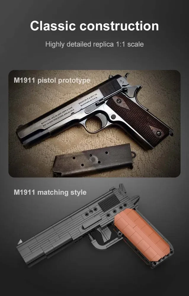 Cada C81012W Конструктор Пистолет Colt M1911, 332 дет. - фото 8 - id-p110370700