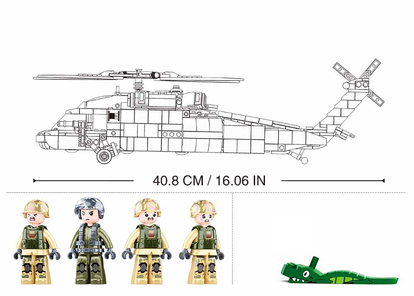 Sluban M38-B1012 Конструктор Медицинский армейский вертолет UH-60 Black Hawk - фото 4 - id-p110370876