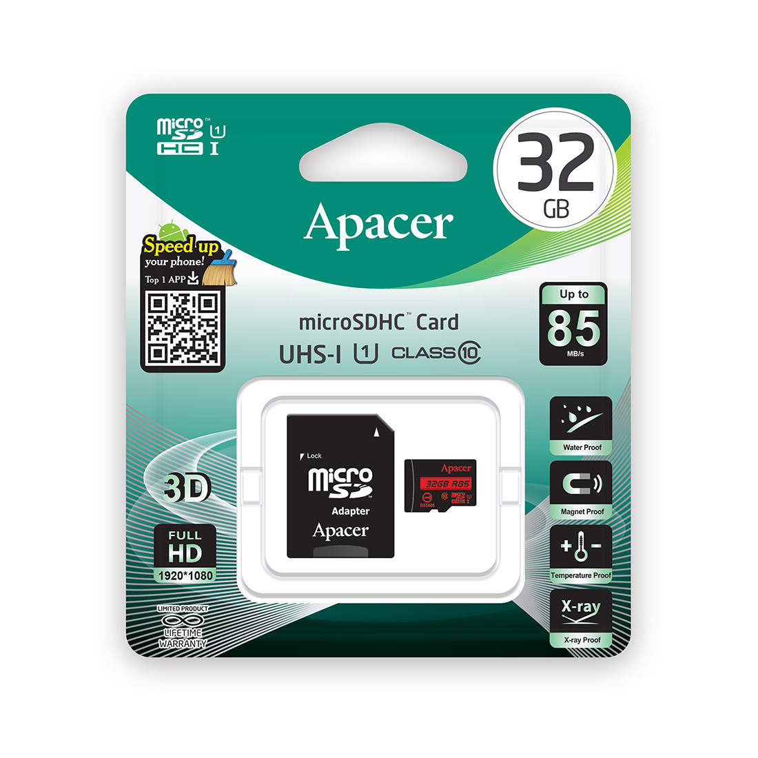 Карта памяти Apacer AP32GMCSH10U5-R 32GB + адаптер - фото 2 - id-p109301298