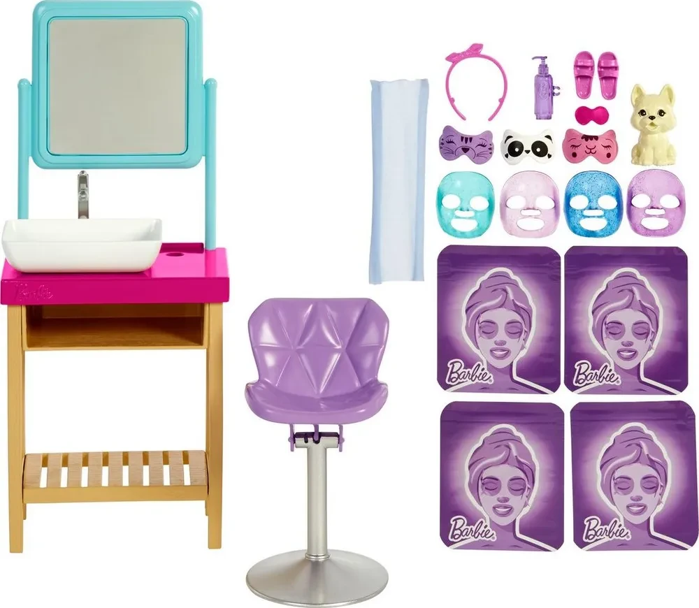 Barbie Игровой Набор Спа-уход Барби с аксессуарами и масками для лица - фото 8 - id-p110399627