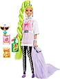 Barbie Экстра Модная Кукла с зелеными неоновыми волосами в розовой кофте Барби HDJ44, фото 2