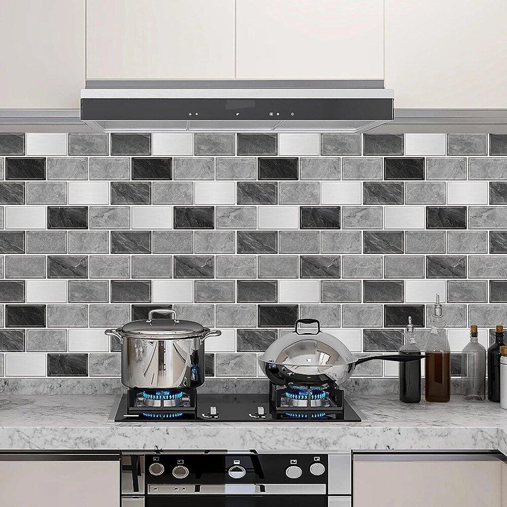 3 Д Панель декоративная кухонная плитка«Классический серый» ПВХ 10шт SFG-01 - фото 2 - id-p110400243