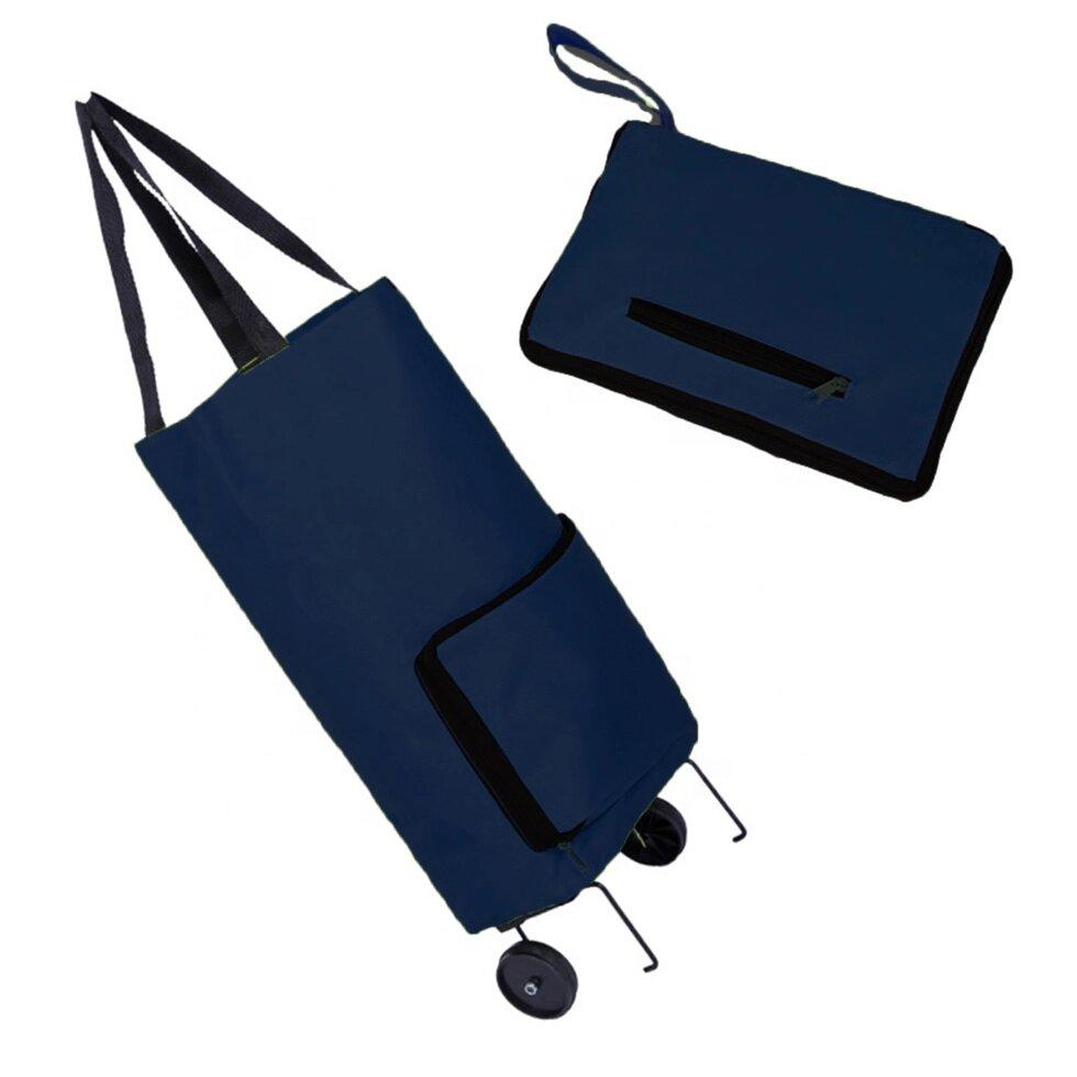 Складная сумка-тележка хозяйственная на колесах H-779 синий - фото 3 - id-p110400534