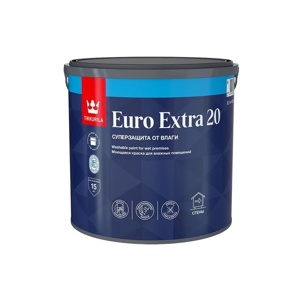 Краска для влажных помещений EURO EXTRA 20 A п/мат 2.7 л - фото 1 - id-p110406485