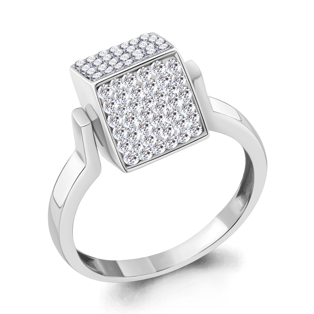 Серебряное кольцо Стекло Aquamarine 66700.5 покрыто родием