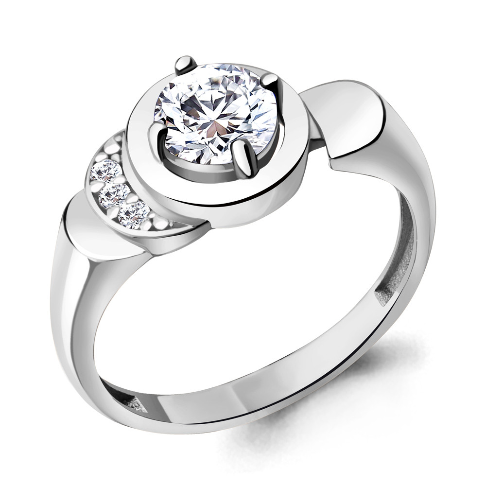 Серебряное кольцо  Фианит Aquamarine 67406А.5 покрыто  родием