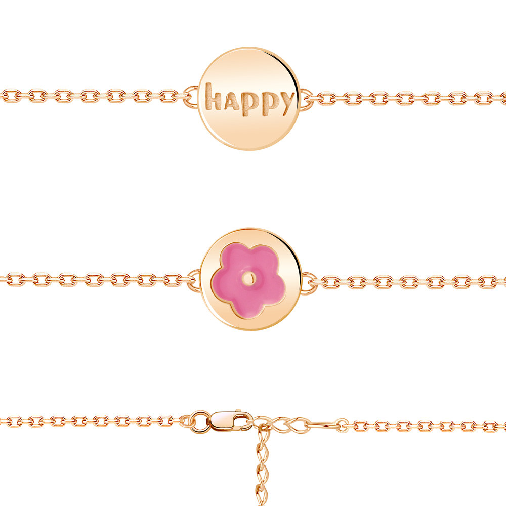 Серебряный браслет классика Эмаль Aquamarine 74592.6 позолота коллекц. Happy