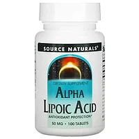 Source Naturals, Альфа-липой қышқылы, 50 мг, 100 таблетка