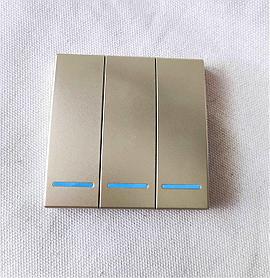 Беспроводной выключатель 3-х клавишный RF 433Mhz золотой