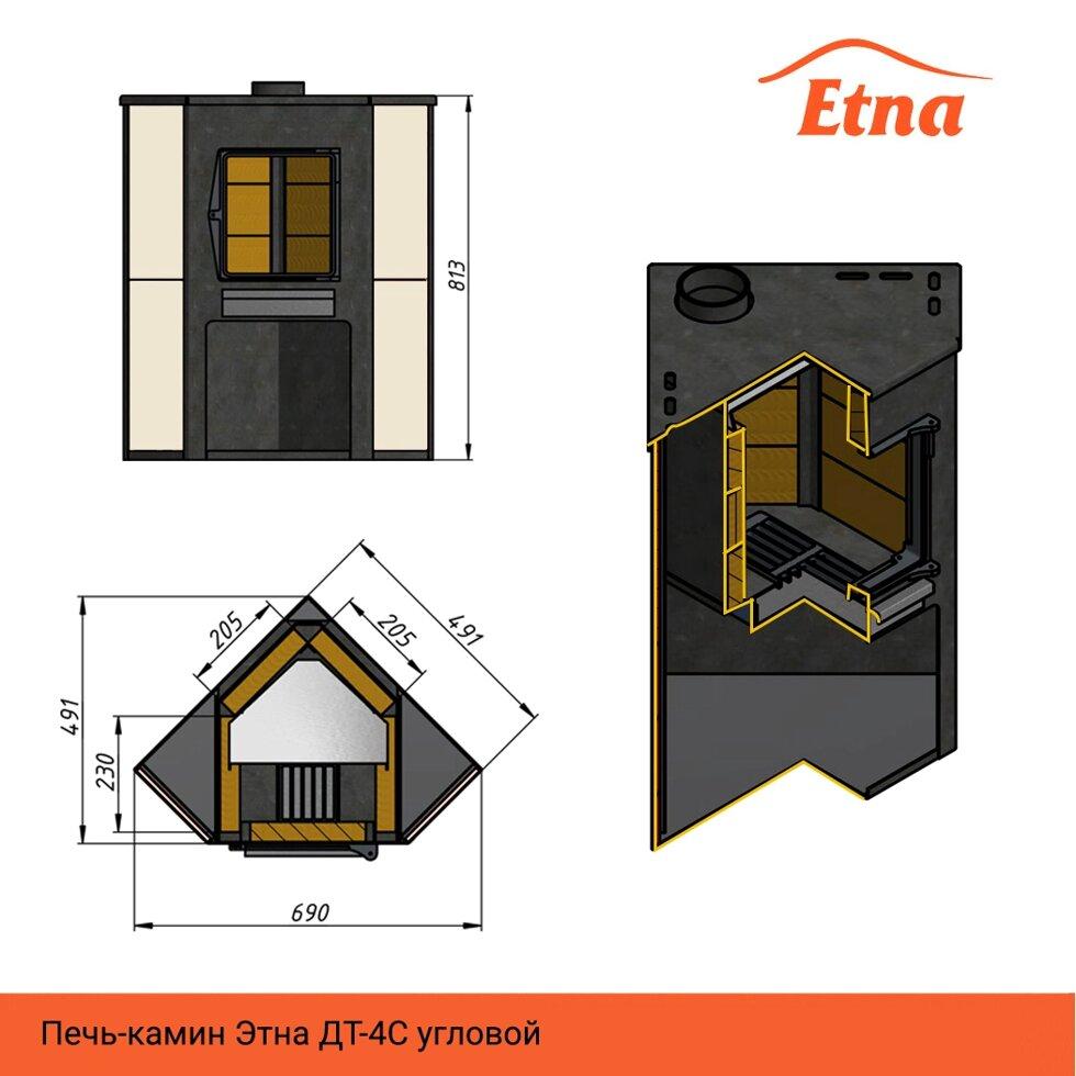 Печь - камин Этна (ДТ-4С) угловой Ø115мм диаметр дымохода: 115 мм - фото 3 - id-p110421327