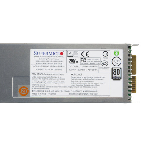 Supermicro 920W 1U Redundant Power Supply серверный блок питания (PWS-920P-SQ) - фото 3 - id-p110423269