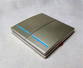 Беспроводной выключатель 2-х клавишный RF 433Mhz золотой