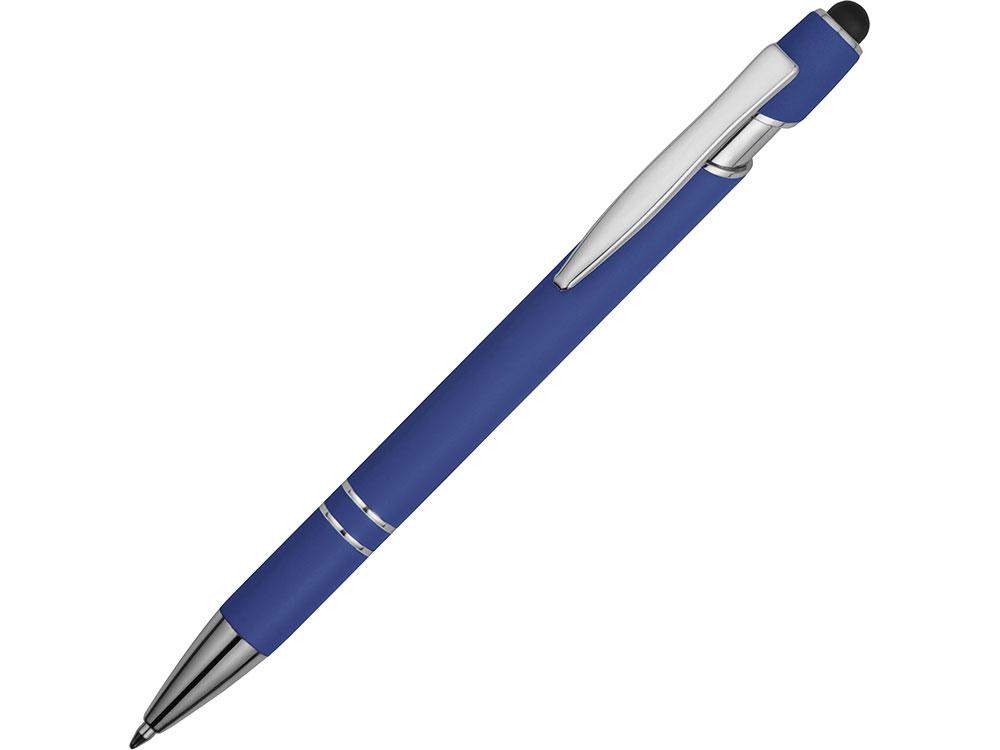 Ручка металлическая soft-touch шариковая со стилусом Sway, ярко-синий/серебристый - фото 1 - id-p110467093