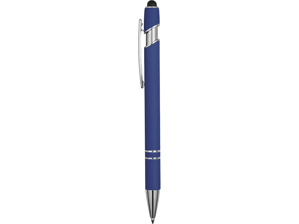 Ручка металлическая soft-touch шариковая со стилусом Sway, ярко-синий/серебристый - фото 3 - id-p110467093