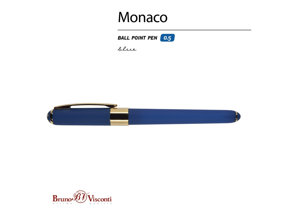 Ручка пластиковая шариковая Monaco, 0,5мм, синие чернила, темно-синий - фото 2 - id-p110467209