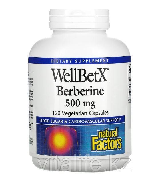 Natural Factors, WellBetX, берберин, 500 мг, 120 вегетарианских капсул - фото 2 - id-p110471825