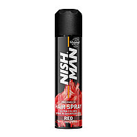 Лак цветной для укладки волос "NISHMAN Pro Mech Hair Spray - Red", голубой.