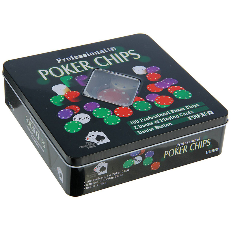 Набор для игры в "Покер", (100 фишек, 2 колоды карт), коробка
