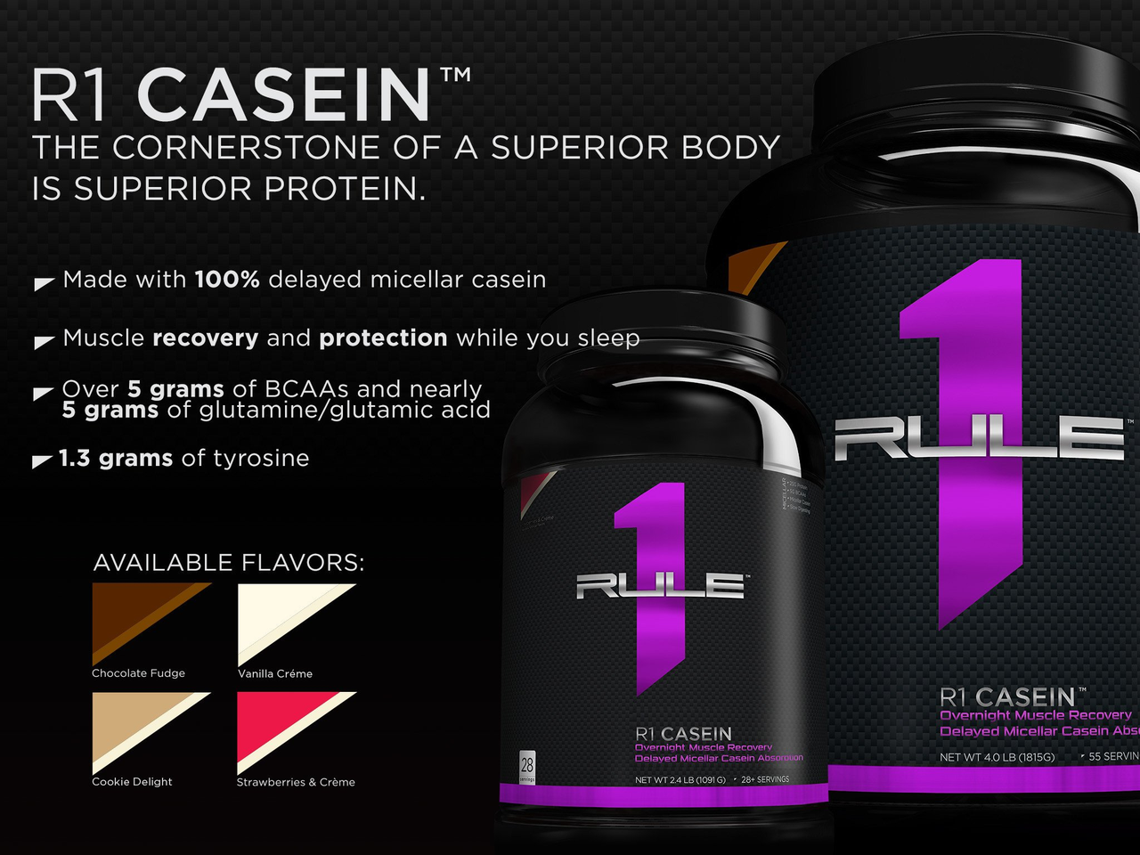 R1 Casein, 924 g, Rule1 Chocolate fudge - фото 3 - id-p106028161