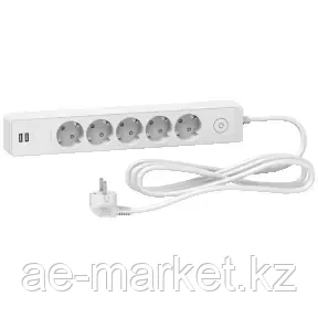 Удлинитель 5 розеток 2К+З кабель 3м белый UNICA EXTEND ST9453W E-PRO - фото 1 - id-p110488698