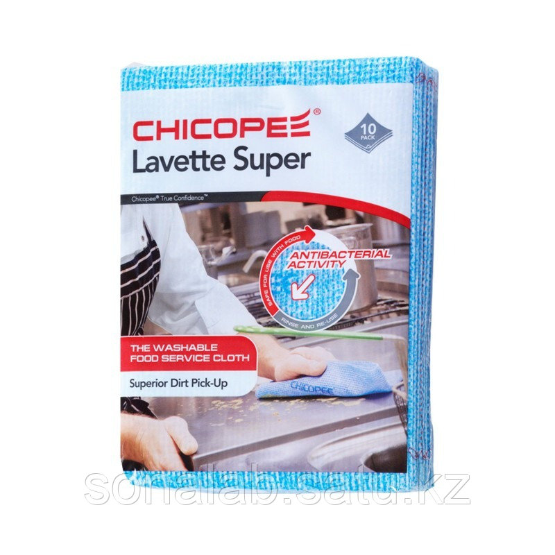 Микрофибра / Нетканная салфетка CHICOPEE Lavette Super 51х36см, синяя, КОМПЛЕКТ 1пачка 10салфеток